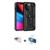 MARSİLYAN™- iPhone 13 Pro Max Kılıf Ahenk Klasik Koleksiyonu - Siyah 3D Antistatik Cam Ekran Koruyucu + Pers Alüminyum Kamera Lens - GI
