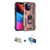 MARSİLYAN™- iPhone 13 Pro Max Kılıf Ahenk Klasik Koleksiyonu - Siyah 3D Antistatik Cam Ekran Koruyucu + Rainbow Kamera Lens Koruma Cam - BZ