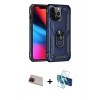 MARSİLYAN™- iPhone 13 Pro Max Kılıf Ahenk Klasik Koleksiyonu - Siyah 3D Antistatik Cam Ekran Koruyucu + Rainbow Kamera Lens Koruma Cam - KI
