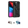 MARSİLYAN™- iPhone 13 Pro Max Kılıf Ahenk Klasik Koleksiyonu - Siyah 3D Antistatik Cam Ekran Koruyucu + Rainbow Kamera Lens Koruma Cam - KI