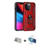 MARSİLYAN™- iPhone 13 Pro Max Kılıf Ahenk Klasik Koleksiyonu - Siyah 3D Antistatik Cam Ekran Koruyucu + Rainbow Kamera Lens Koruma Cam - BZ