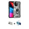 MARSİLYAN™- iPhone 13 Pro Max Kılıf Ahenk Klasik Koleksiyonu - Siyah 3D Antistatik Cam Ekran Koruyucu + Rainbow Kamera Lens Koruma Cam - BZ
