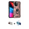 MARSİLYAN™- iPhone 13 Pro Max Kılıf Ahenk Klasik Koleksiyonu - Siyah 3D Antistatik Cam Ekran Koruyucu + Rainbow Kamera Lens Koruma Cam - KI