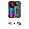 MARSİLYAN™- iPhone 13 Pro Max Kılıf Ahenk Klasik Koleksiyonu - Siyah 3D Antistatik Cam Ekran Koruyucu + Rainbow Kamera Lens Koruma Cam - MI