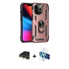 MARSİLYAN™- iPhone 13 Pro Max Kılıf Ahenk Klasik Koleksiyonu - Siyah 3D Antistatik Cam Ekran Koruyucu + Raze Metal Kamera Lens - GD