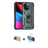 MARSİLYAN™- iPhone 13 Pro Max Kılıf Ahenk Klasik Koleksiyonu - Siyah 3D Antistatik Cam Ekran Koruyucu + Rainbow Kamera Lens Koruma Cam - KI