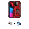 MARSİLYAN™- iPhone 13 Pro Max Kılıf Ahenk Klasik Koleksiyonu - Siyah 3D Antistatik Cam Ekran Koruyucu + Rainbow Kamera Lens Koruma Cam - KI