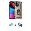 MARSİLYAN™- iPhone 13 Pro Max Kılıf Ahenk Klasik Koleksiyonu - Siyah 3D Antistatik Cam Ekran Koruyucu + Shine Kamera Lens Koruma Cam - MI