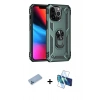 MARSİLYAN™- iPhone 13 Pro Max Kılıf Ahenk Klasik Koleksiyonu - Siyah 3D Antistatik Cam Ekran Koruyucu + Shine Kamera Lens Koruma Cam - MI