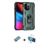 MARSİLYAN™- iPhone 13 Pro Max Kılıf Ahenk Klasik Koleksiyonu - Siyah 3D Antistatik Cam Ekran Koruyucu + Shine Kamera Lens Koruma Cam - GI