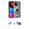 MARSİLYAN™- iPhone 13 Pro Max Kılıf Ahenk Klasik Koleksiyonu - Siyah 3D Antistatik Cam Ekran Koruyucu + Shine Kamera Lens Koruma Cam - MI