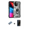 MARSİLYAN™- iPhone 13 Pro Max Kılıf Ahenk Klasik Koleksiyonu - Siyah 3D Antistatik Hayalet Cam Ekran Koruyucu + Shine Kamera Lens Koruma Cam - PE