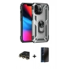 MARSİLYAN™- iPhone 13 Pro Max Kılıf Ahenk Klasik Koleksiyonu - Siyah 3D Antistatik Hayalet Cam Ekran Koruyucu + Raze Metal Kamera Lens - GD