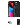 MARSİLYAN™- iPhone 13 Pro Max Kılıf Ahenk Klasik Koleksiyonu - Siyah 3D Antistatik Hayalet Cam Ekran Koruyucu + Rainbow Kamera Lens Koruma Cam - MR