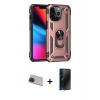 MARSİLYAN™- iPhone 13 Pro Max Kılıf Ahenk Klasik Koleksiyonu - Siyah 3D Antistatik Hayalet Cam Ekran Koruyucu + Rainbow Kamera Lens Koruma Cam - KI