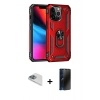 MARSİLYAN™- iPhone 13 Pro Max Kılıf Ahenk Klasik Koleksiyonu - Siyah 3D Antistatik Hayalet Cam Ekran Koruyucu + Pers Alüminyum Kamera Lens - SABE