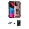MARSİLYAN™- iPhone 13 Pro Max Kılıf Ahenk Klasik Koleksiyonu - Siyah 3D Antistatik Hayalet Cam Ekran Koruyucu + Renkli Kamera Lens Koruma Cam - MI