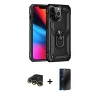 MARSİLYAN™- iPhone 13 Pro Max Kılıf Ahenk Klasik Koleksiyonu - Siyah 3D Antistatik Hayalet Cam Ekran Koruyucu + Raze Metal Kamera Lens - GD