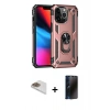 MARSİLYAN™- iPhone 13 Pro Max Kılıf Ahenk Klasik Koleksiyonu - Siyah 3D Antistatik Hayalet Cam Ekran Koruyucu + Pers Alüminyum Kamera Lens - GD