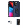 MARSİLYAN™- iPhone 13 Pro Max Kılıf Ahenk Klasik Koleksiyonu - Siyah 3D Antistatik Hayalet Cam Ekran Koruyucu + Pers Alüminyum Kamera Lens - LT