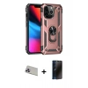 MARSİLYAN™- iPhone 13 Pro Max Kılıf Ahenk Klasik Koleksiyonu - Siyah 3D Antistatik Hayalet Cam Ekran Koruyucu + Rainbow Kamera Lens Koruma Cam - MR