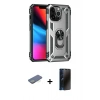 MARSİLYAN™- iPhone 13 Pro Max Kılıf Ahenk Klasik Koleksiyonu - Siyah 3D Antistatik Hayalet Cam Ekran Koruyucu + Renkli Kamera Lens Koruma Cam - YL