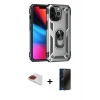 MARSİLYAN™- iPhone 13 Pro Max Kılıf Ahenk Klasik Koleksiyonu - Siyah 3D Antistatik Hayalet Cam Ekran Koruyucu + Kırmızı Pers Alüminyum Kamera Lens