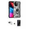 MARSİLYAN™- iPhone 13 Pro Max Kılıf Ahenk Klasik Koleksiyonu - Siyah 3D Antistatik Hayalet Cam Ekran Koruyucu + Pers Alüminyum Kamera Lens - LT