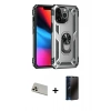 MARSİLYAN™- iPhone 13 Pro Max Kılıf Ahenk Klasik Koleksiyonu - Siyah 3D Antistatik Hayalet Cam Ekran Koruyucu + Rainbow Kamera Lens Koruma Cam - REGD
