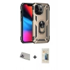 MARSİLYAN™- iPhone 13 Pro Max Kılıf Ahenk Klasik Koleksiyonu - Siyah 6D Mat Seramik Hayalet Nano Ekran Koruyucu + Rainbow Kamera Lens Koruma Cam - MR