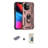 MARSİLYAN™- iPhone 13 Pro Max Kılıf Ahenk Klasik Koleksiyonu - Siyah 6D Mat Seramik Hayalet Nano Ekran Koruyucu + Pembe Renkli Kamera Lens Koruma Cam