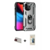 MARSİLYAN™- iPhone 13 Pro Max Kılıf Ahenk Klasik Koleksiyonu - Siyah 6D Mat Seramik Hayalet Nano Ekran Koruyucu + Rainbow Kamera Lens Koruma Cam - KI