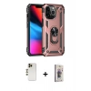 MARSİLYAN™- iPhone 13 Pro Max Kılıf Ahenk Klasik Koleksiyonu - Siyah Bilvis 3D Cam Ekran Koruyucu + Gold Shine Kamera Lens