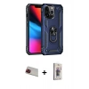 MARSİLYAN™- iPhone 13 Pro Max Kılıf Ahenk Klasik Koleksiyonu - Siyah Bilvis 3D Cam Ekran Koruyucu + Kırmızı Rainbow Kamera Lens Koruma Cam