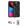 MARSİLYAN™- iPhone 13 Pro Max Kılıf Ahenk Klasik Koleksiyonu - Siyah Bilvis 3D Cam Ekran Koruyucu + Rainbow Kamera Lens Koruma Cam - MR