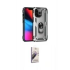 MARSİLYAN™- iPhone 13 Pro Max Kılıf Ahenk Klasik Koleksiyonu - Siyah Bilvis 3D Mat Cam Ekran Koruyucu