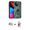 MARSİLYAN™- iPhone 13 Pro Max Kılıf Ahenk Klasik Koleksiyonu - Siyah Bilvis 3D Mat Cam Ekran Koruyucu + Rainbow Kamera Lens Koruma Cam - BZ
