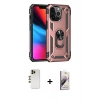 MARSİLYAN™- iPhone 13 Pro Max Kılıf Ahenk Klasik Koleksiyonu - Siyah Bilvis 3D Mat Cam Ekran Koruyucu + Gold Shine Kamera Lens