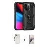 MARSİLYAN™- iPhone 13 Pro Max Kılıf Ahenk Klasik Koleksiyonu - Siyah Bilvis 3D Mat Cam Ekran Koruyucu + Gold Shine Kamera Lens