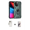 MARSİLYAN™- iPhone 13 Pro Max Kılıf Ahenk Klasik Koleksiyonu - Siyah Bilvis 3D Mat Cam Ekran Koruyucu + Gold Shine Kamera Lens