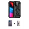 MARSİLYAN™- iPhone 13 Pro Max Kılıf Ahenk Klasik Koleksiyonu - Siyah Bilvis 3D Mat Cam Ekran Koruyucu + Neon Fosforlu Kamera Lens - MI