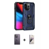 MARSİLYAN™- iPhone 13 Pro Max Kılıf Ahenk Klasik Koleksiyonu - Siyah Bilvis 3D Mat Cam Ekran Koruyucu + Neon Fosforlu Kamera Lens - BZ