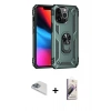 MARSİLYAN™- iPhone 13 Pro Max Kılıf Ahenk Klasik Koleksiyonu - Siyah Bilvis 3D Mat Cam Ekran Koruyucu + Pers Alüminyum Kamera Lens - SABE