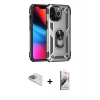 MARSİLYAN™- iPhone 13 Pro Max Kılıf Ahenk Klasik Koleksiyonu - Siyah Bilvis 3D Mat Cam Ekran Koruyucu + Pers Alüminyum Kamera Lens - SABE