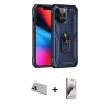 MARSİLYAN™- iPhone 13 Pro Max Kılıf Ahenk Klasik Koleksiyonu - Siyah Bilvis 3D Mat Cam Ekran Koruyucu + Rainbow Kamera Lens Koruma Cam - MR