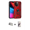 MARSİLYAN™- iPhone 13 Pro Max Kılıf Ahenk Klasik Koleksiyonu - Siyah Bilvis 3D Mat Cam Ekran Koruyucu + Rainbow Kamera Lens Koruma Cam - MR
