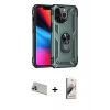 MARSİLYAN™- iPhone 13 Pro Max Kılıf Ahenk Klasik Koleksiyonu - Siyah Bilvis 3D Mat Cam Ekran Koruyucu + Rainbow Kamera Lens Koruma Cam - MR