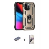 MARSİLYAN™- iPhone 13 Pro Max Kılıf Ahenk Klasik Koleksiyonu - Siyah Bilvis 3D Mat Cam Ekran Koruyucu + Renkli Kamera Lens Koruma Cam - SI