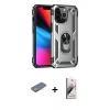 MARSİLYAN™- iPhone 13 Pro Max Kılıf Ahenk Klasik Koleksiyonu - Siyah Bilvis 3D Mat Cam Ekran Koruyucu + Renkli Kamera Lens Koruma Cam - SI