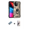 MARSİLYAN™- iPhone 13 Pro Max Kılıf Ahenk Klasik Koleksiyonu - Siyah Bilvis 3D Mat Cam Ekran Koruyucu + Shine Kamera Lens Koruma Cam - GI